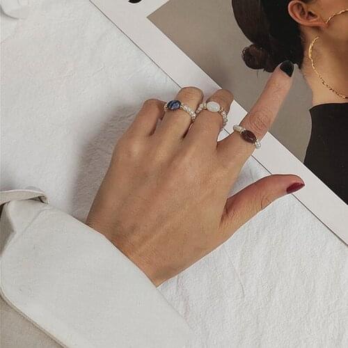 2020 New Fashion 1 PC Simulated-pearl Rings Simple Beads Adjustable Forefinger Ring Japanese Korean Rings for Women Gril