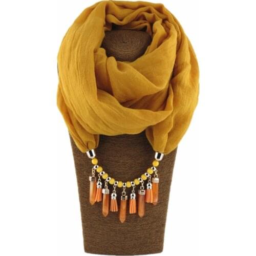New Pendant Scarf Necklace Womens Polyester Shawls Scarves Jewelry Pendant Scarfs Female party Accessories