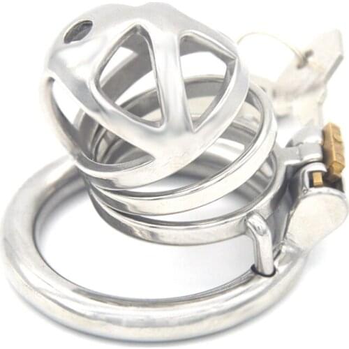 New Male CB Chastity Cage Lock Rings Hollow JJ Birdcage Stainless Steel Penis Lock Metal Device Toys Adult Products for Men