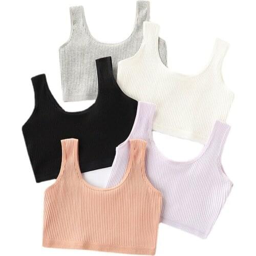 5 PCS/Lot Solid Color Thread Girls Underwear Kids Sport Bra Tops for 12 Years Old Girls