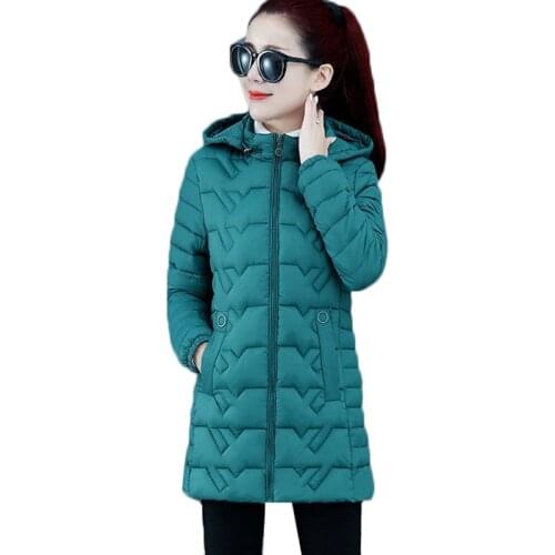 Autumn Winter Women Down Cotton Jacket 2021 New Hooded Mid Long Coat Plus Size 6XL Middle-aged Female Cotton Padded Outerwear