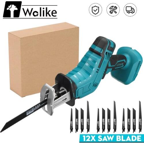Reciprocating Saw Cordless Electric Saw Machine for Wood Cutting Woodworking Machinery with 12 Saw Blades for Makita 18V Battery