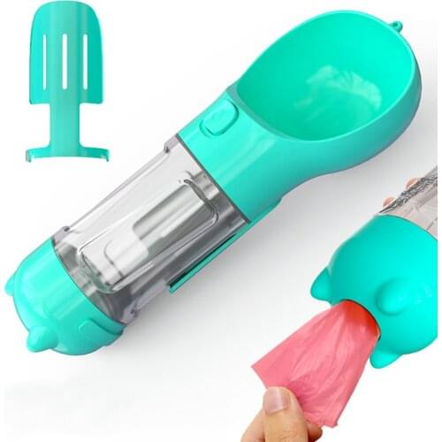 Portable Dog Water Bottle Multi-Function Dog Hiking Water Bottle Hot Sale Pet Drinker With Poop Shovel Garbage Collection Bag