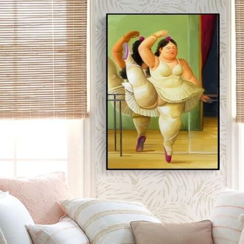 Q Version Fat Girl Art Canvas Painting Nordic Posters and Prints Wall Art Cute Picture for Living Room Bedroom Home Decoration