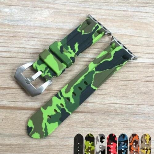 Silicone Camouflage Watch Band for Apple Watch band 42mm 44mm 38 40mm Watch Strap silicone Bracelet for iWatch Series 5 4 3 2 1