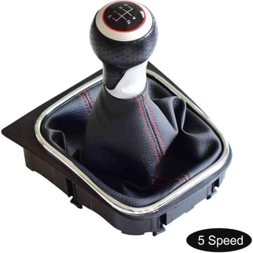 MT Gear Stick Gearstick Shift Lever Shifter Knob With Leather Dust-Proof Cover For Volkswagen VW Golf5 MK5 R32 For GTI 2005-2009