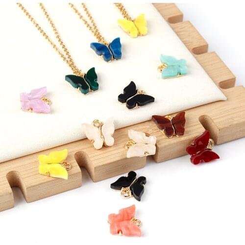 SAUVOO 10pcs Acrylic Butterfly Pendant Necklace For Women Fashion Necklace Korean Statement Charm Jewelry Gifts Wholesale