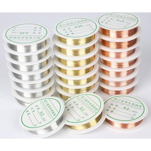 0.25/0.3/0.4/0.5/0.6/0.7/0.8/1mm 1 Roll Alloy Cord Silver Gold Color Craft Beads Rope Copper Wires Beading Wire For DIY Jewelry