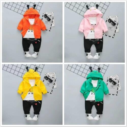 Baby Boy Sports Suit Clothing Sets Kids Clothes Girls Birthday Formal Outfits Tops T Shirt + Hooded Coat hoodies zip+ Pants 3PCS