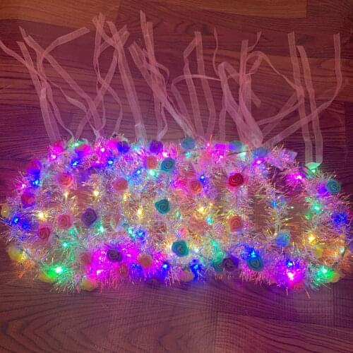 36pcs Glowing Garlands Lights Headwear Headband Flower Wreath Carnival Party Supplies LED Hair Accessories For Girl Gift