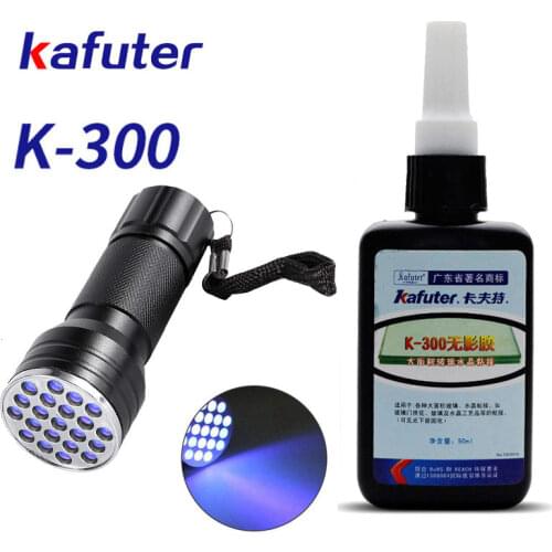 Strong power 21led UV light +Kafuter 50ml UV Glue UV Curing Adhesive K-300 Transparent Crystal and Glass Adhesive