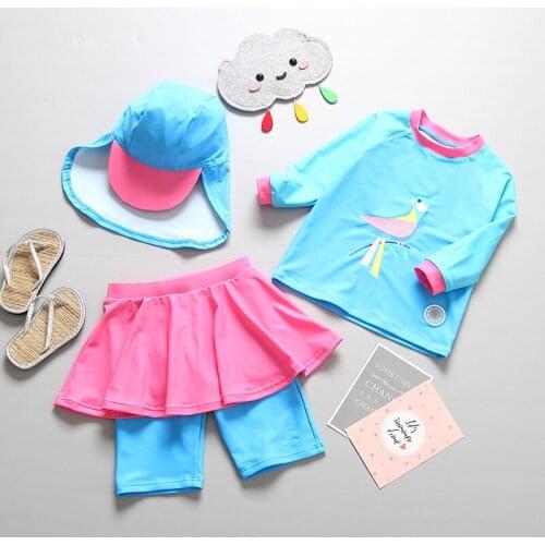 UPF50+ Girls Swimwear 3~11Year Children Swimsuit Two pieces Girls Floating Swimsuit Kids Surfing suit Beach dress-SW383