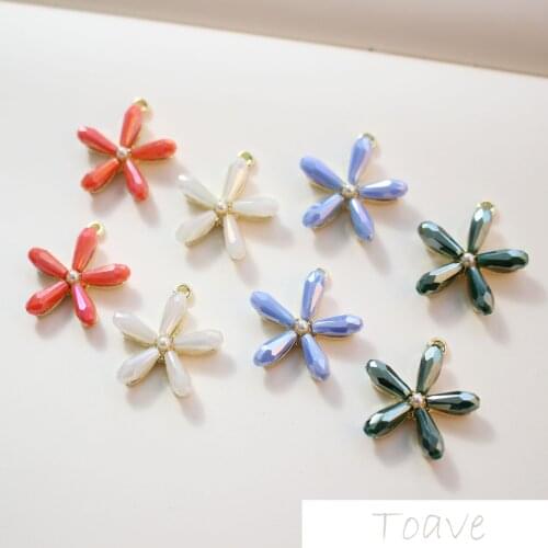 Spring Alloy Crystal Five Flower Pendant DIY Materials Accessories