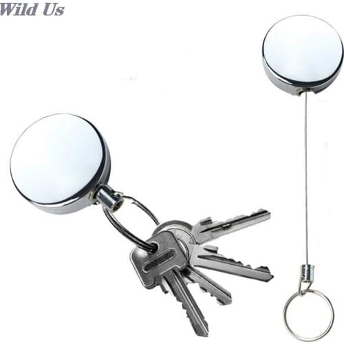 Pull Key Ring Belt Clip Reel ID Lanyard Name Tag Badge Holder Security Chain Retractable Metal Card Badge Holder Steel Recoil