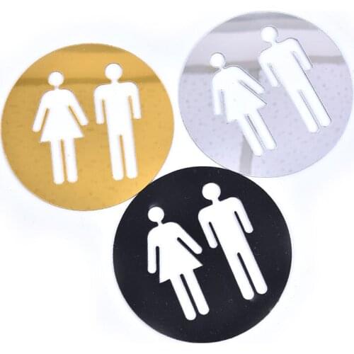 New 3D Mirror Sticker Bathroom WC Modern Design Acrylic Mirror Wall Stickers Home Decoration Toilet Door Sign Men Women