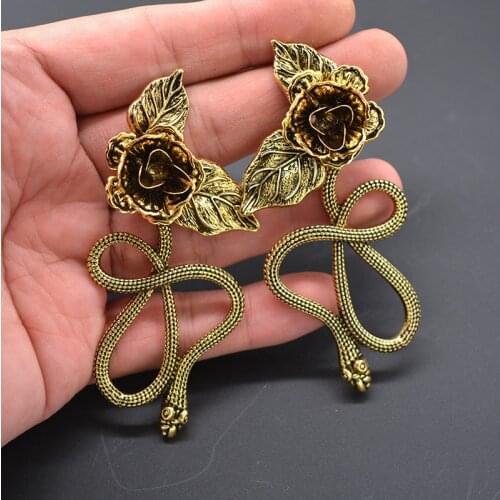 European And American New Style Fashion Personality Long Earrings Retro Totem Sun Flower Antique Pendant Ear Jewelry Female