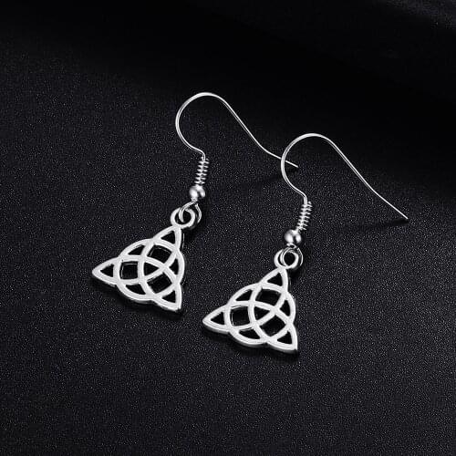 Trendy Vintage Geometry Shape Dangle Antique Silver Plated Earrings for Women Girl Retro Drop Earrings Cute Earring Jewelry