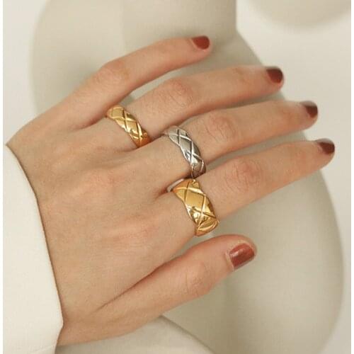European Female Simple Ins Titanium Steel Couple Girl Ring Pattern Plating Sweet Holiday Jewelry Opening Adjustable