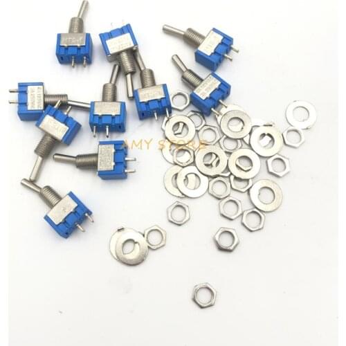 1000pcs MTS-101 2 Pin SPST Switch ON-OFF 2 Position AC125V/6A 250V/3A 6mm Blue Mini Toggle Switches