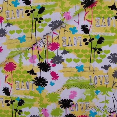 140cmx50cm Cotton Woven Fabric for patchwork, handmad, textile, cloth - Flowers and letters