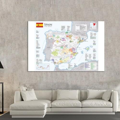 150*100 Cm The Spain Wine Region Map In Spanish Non-woven Canvas Painting Wall Art Poster School Supplies Home Decoration