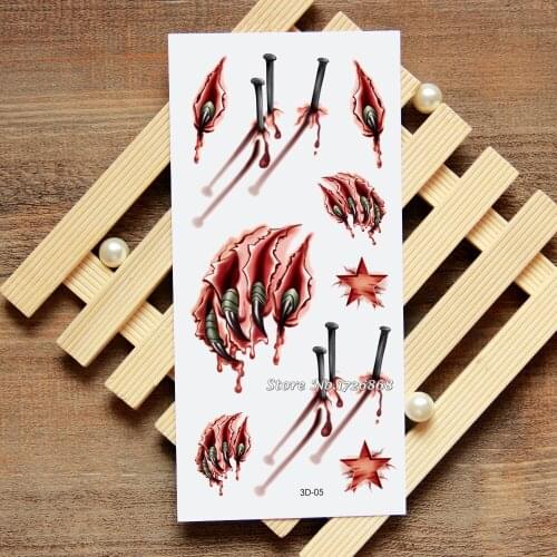 3D Terror Scars Tattoo Decals Body Art Decal Terror Scars Waterproof Paper Temporary Tattoo Home Decor Wall Sticker #005