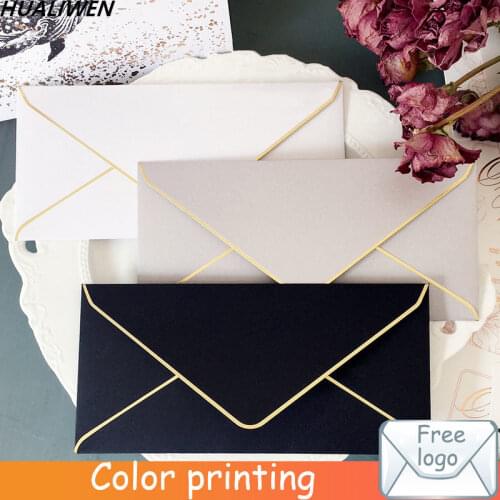 10Pcs/lot Retro Vintage Envelope Pearl Paper Envelope with Gold Edge Marriage Business Invitation Envelope Gift Envelope