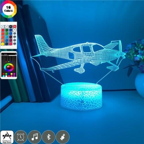 Acrylic Night Light Airplane 3D Desk Lamp LED Kids Room Nightlight Touch Switch Smart Phone Control Child Friends Birthday Gift