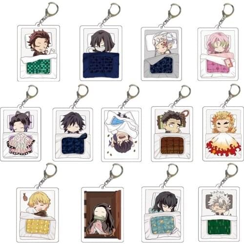 Anime Acrylic Demon Slayer Keychain Kimetsu no Yaiba Blade of Ghost Keychains Key Chain Keyring Jewelry Accessories Fans Gifts