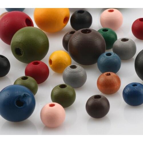 Colorful Round Natural Wood Beads Wooden 10/15mm Loose Spacer Beads For Jewelry Making Diy Charm Necklace Bracelet Accessories