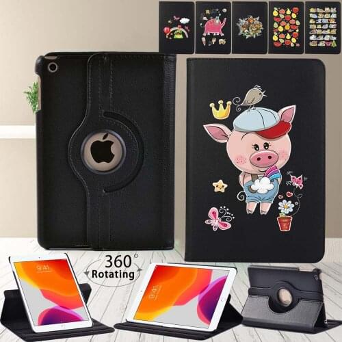 360 Degrees Rotating Cover Case for Apple Ipad 2 3 4/Mini 4 5/iPad (5th/6th/7th/8th Gen) Cartoon Print Anti-Dust Tablet Case