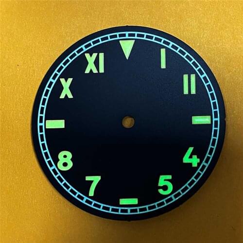 35mm Watch Dial Green Luminous Dial for NH35/NH36/4R/7S Movement Watch Dial Repair Parts