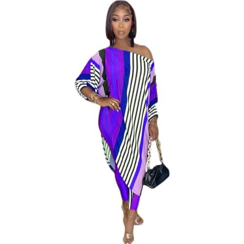 Dashiki Traditional 2021 African Clothing Two Piece Set Women Africaine Print Bodycon Dress And Pants Sets African Clothes