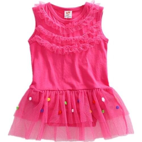 Infant Toddler Girls Romper Dress Lovely Colored Balls Princess Rose Red Sleeveless Gauze Dress Baby Girl Summer Vest Jumpsuit