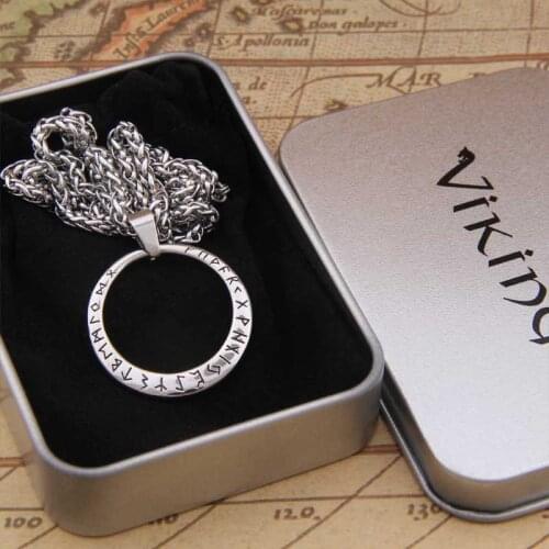 Dropshiping stainless steel Viking rune pendant necklace men gift