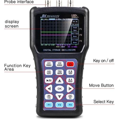 JDS6052S Portable Digital Storage Handheld Usb 2 Channel AC/DC Input Coupling Students Oscilloscope