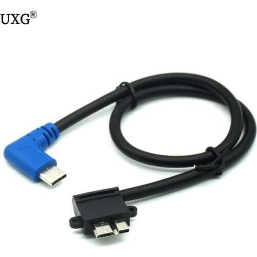 90 Right Angled USB 3.1 Type-C to USB Micro B OTG Cable Connector Fast Data Sync Cord For Macbook External Hard Drive Disk PC