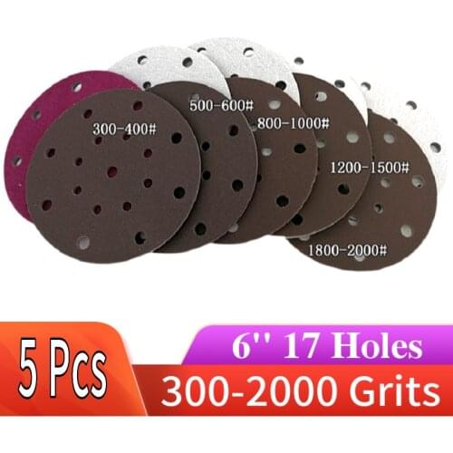 Hook Loop Ceramic Sponge Sanding Disc 6 Inch 17-Hole Wet Dry Flocking Sandpaper 150mm for Festool Sander Polishing & Grinding