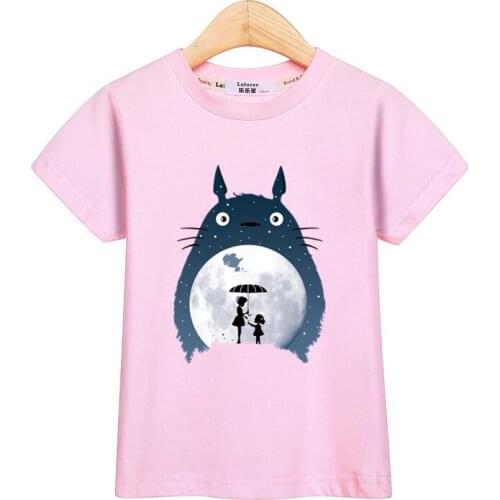 Girls Summer Tees Tops Cute Totoro Pattern Kids Clothes Cartoon Short Sleeve Boys T shirt 100% Cotton Children Dresses