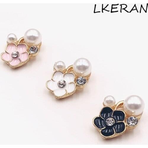 LKERAN 10pcs 20MM Flower Rhinestone Buttons For Craft Snap Button Diy Handmade Clothing Decorative Embellishment Accessories