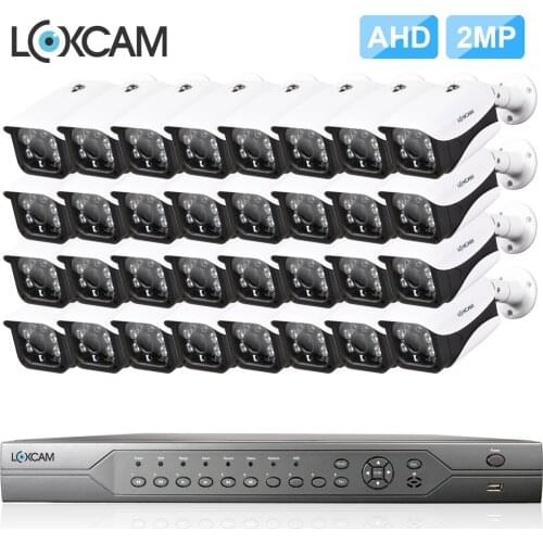 LOXCAM h.265+ 32CH 5MP HDMI CCTV System 32CH DVR kit HD 1080P 2MP Metal IP66 Waterproof Outdoor IR Night vision Camera System