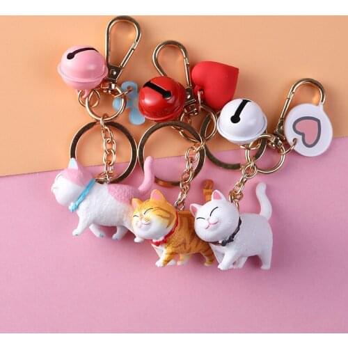 Cute 7 Styles Cat Keychain Porte Clef Women Car Bag Accessories Animal Key Chains Key Rings Kids Toy Charms Pendant Llaveros