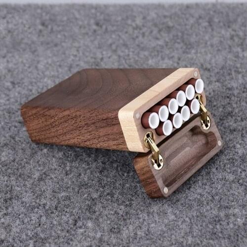 Fashion Classic Wooden Luxurious Cigarette Case Creative Flip Portable Cigarette Case Personalized Men Cigarette Accessories