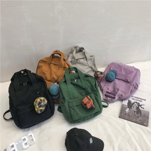 Scione Mens Canvas Solid School Backpack Korean Students Cheap Laptop Bags for Women Simple Vintage Travel Shoulder Bags K109