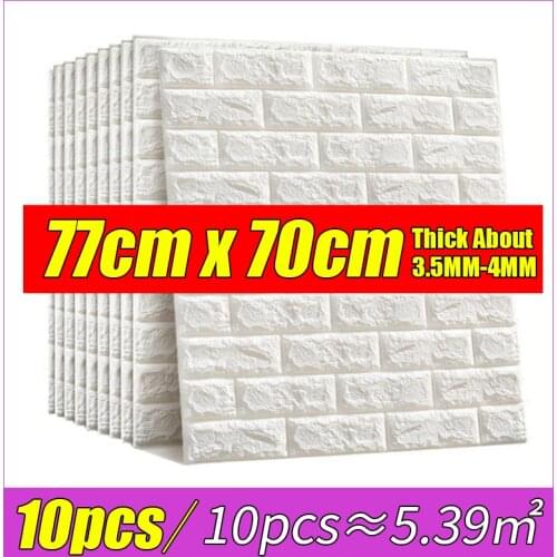 10pcs 3D Wall Sticker Imitation Brick Bedroom Decoration Waterproof Self-adhesive Wallpaper For Living Room Kitchen TV Backdrop