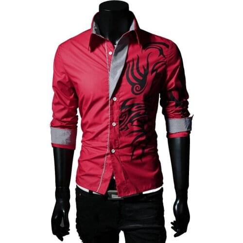 Single-breasted Chinese Style Shirt Turn-down Collar Long Sleeve Men Autumn Top for Daily Wear