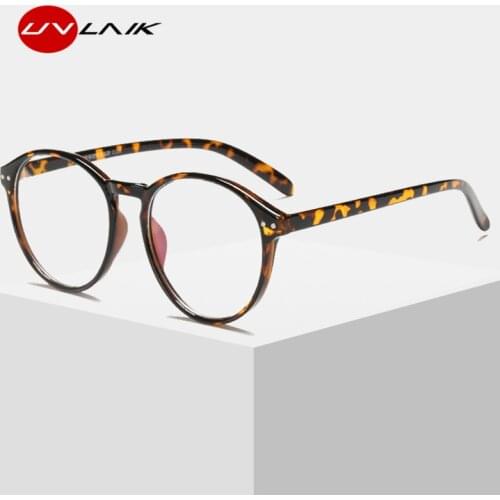 UVLAIK Optical Clear Glasses Frame Men Women Vintage Round Eyeglasses Retro Handmade Circle Clear Lens Transparent Glasses