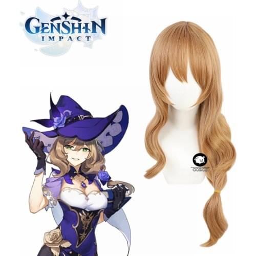 Game Genshin Impact Lisa Cosplay Wigs Light Brown Cosplay Wig Long Wavy Heat Resistant Synthetic Hair Halloween