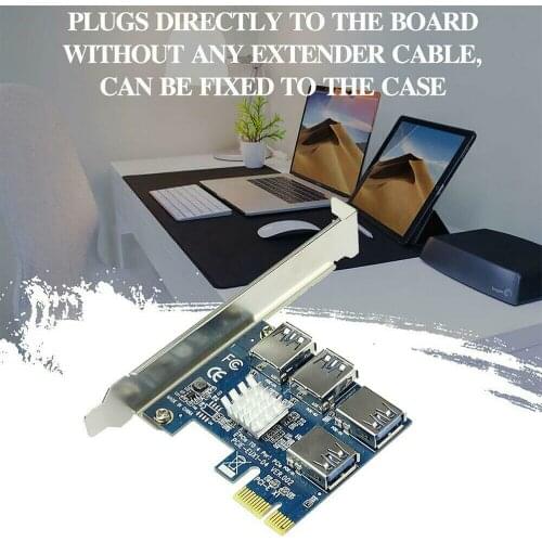 PCIE PCI-E PCI Express Riser Card 1x to 16x 1 to 4 USB 3.0 Slot Multiplier Hub Adapter For Bitcoin Mining Miner BTC Devices
