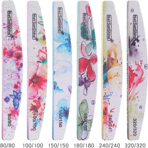 6pcs 80/100/150/180/240 Grit Nail Files Flower Boat Shape Nail Buffer Block Lime a ongle Strong Sandpaper Washable Polisher File
